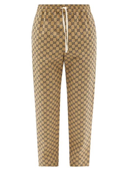 Gucci - GG-jacquard Cotton-blend Canvas Track Pants - Mens - Brown