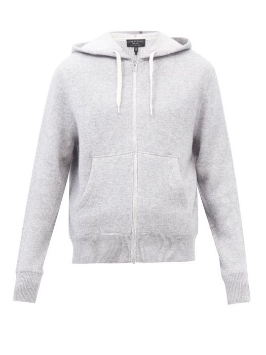 Rag & Bone - Venture Zipped Cashmere Hooded Sweatshirt - Mens - Grey
