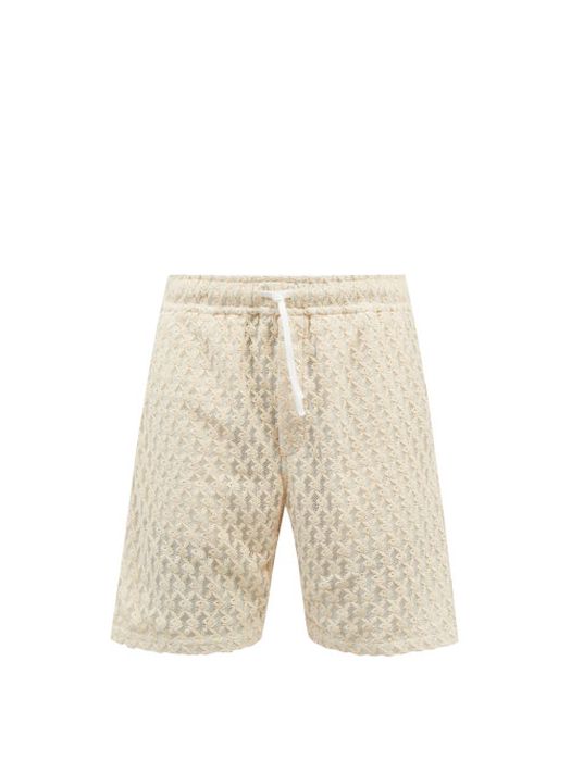 Amiri - X Playboy Embroidered Cotton-blend Mesh Shorts - Mens - White