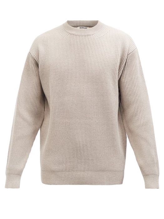 Auralee - Crew-neck Ribbed-wool Sweater - Mens - Grey