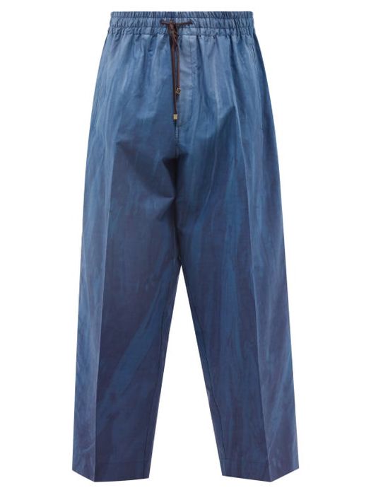 Umit Benan X F.r.s - Jeff Paint-print Cotton-poplin Pyjama Trousers - Mens - Blue