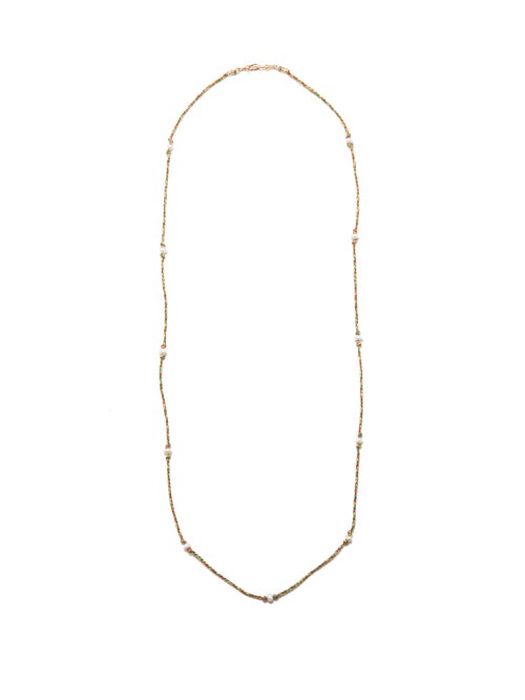 Marie Lichtenberg - Mauli Pearl & 9kt Gold Necklace - Mens - Green Multi