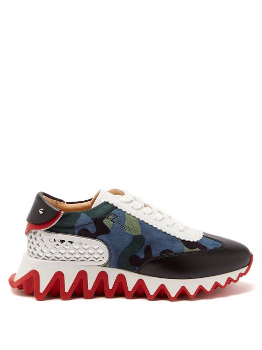 Christian Louboutin - Loubishark Donna Camouflage-print Suede Trainers - Womens - Multi