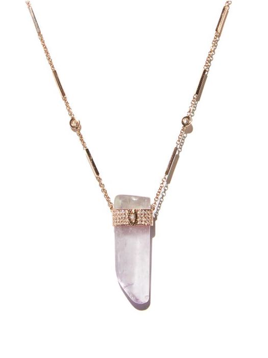 Jacquie Aiche - Diamond, Kunzite & 14kt Gold Necklace - Womens - Light Pink