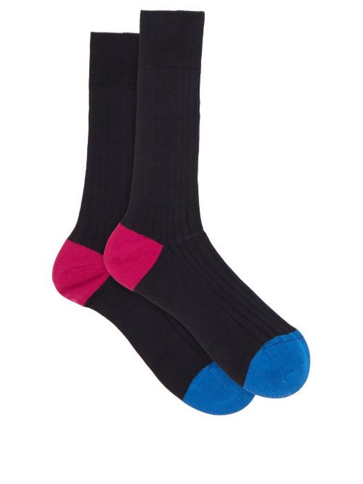 Pantherella - Portobello Ribbed-knit Socks - Mens - Navy