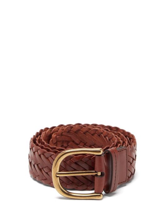Tom Ford - Woven-leather Belt - Mens - Brown
