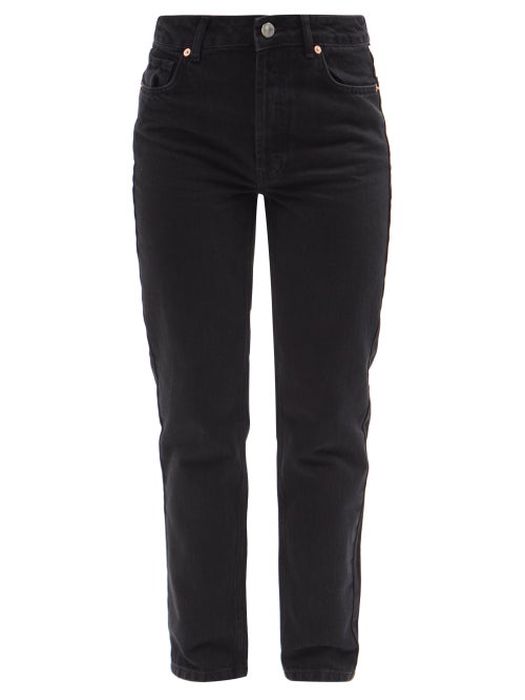 Raey - Track Organic-cotton High-rise Straight-leg Jeans - Womens - Black
