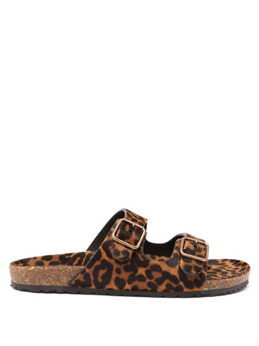 Saint Laurent - Jimmy Leopard-print Calf-hair Sandals - Mens - Leopard