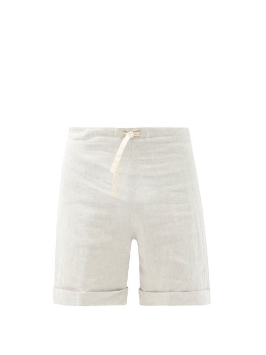 Marané - Slubbed Linen-poplin Shorts - Mens - Beige