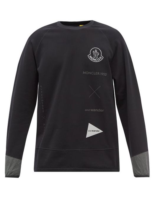 2 Moncler 1952 - Logo-print Fleece Sweatshirt - Mens - Black