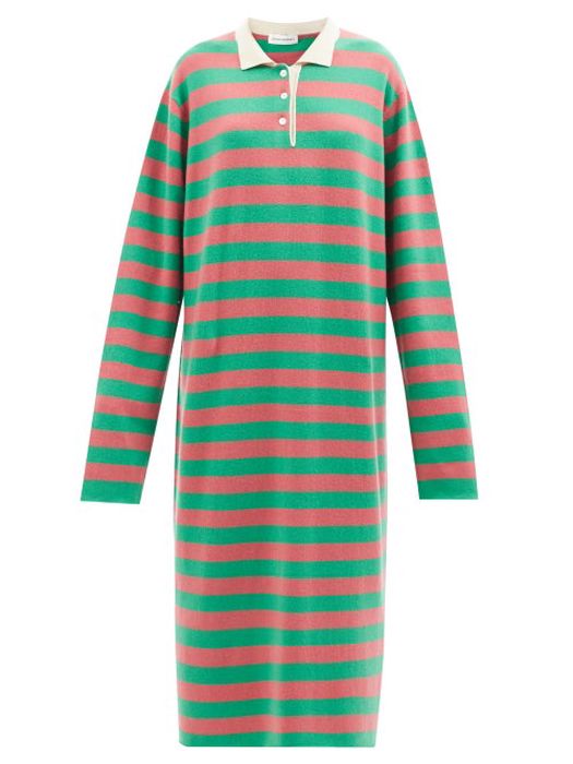 Extreme Cashmere - No.200 Croco Striped Stretch-cashmere Dress - Womens - Green Stripe