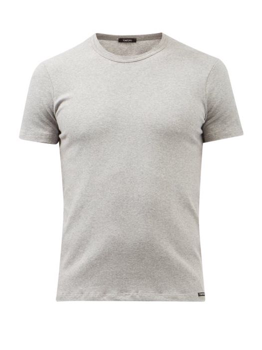 Tom Ford - Logo-label Cotton-blend Jersey Pyjama Top - Mens - Grey