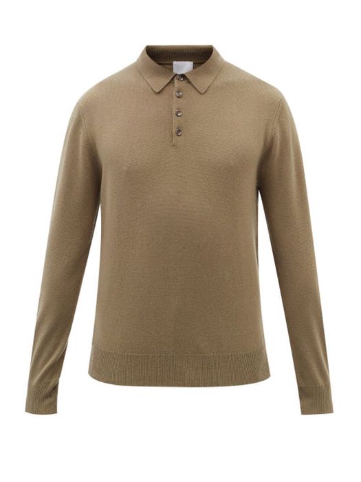 Allude - Long-sleeve Cashmere Polo Shirt - Mens - Green