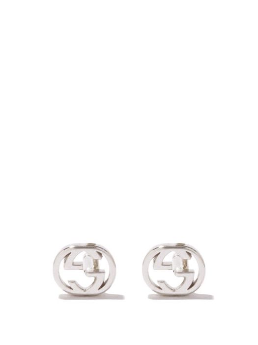 Gucci - Interlocking G 18kt White-gold Earrings - Womens - White Gold