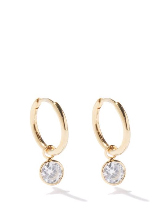 Theodora Warre - Zircon & Gold-plated Sterling Silver Hoop Earrings - Womens - Gold Multi