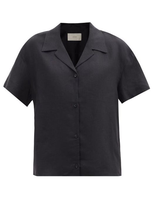 Asceno - Prague Organic-linen Cambric Shirt - Womens - Black