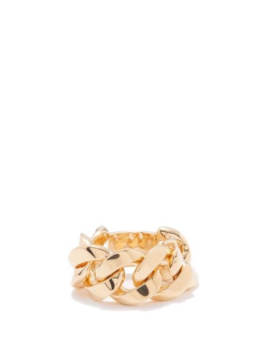 Bottega Veneta - Curb-link 18kt Gold-plated Sterling-silver Ring - Womens - Gold