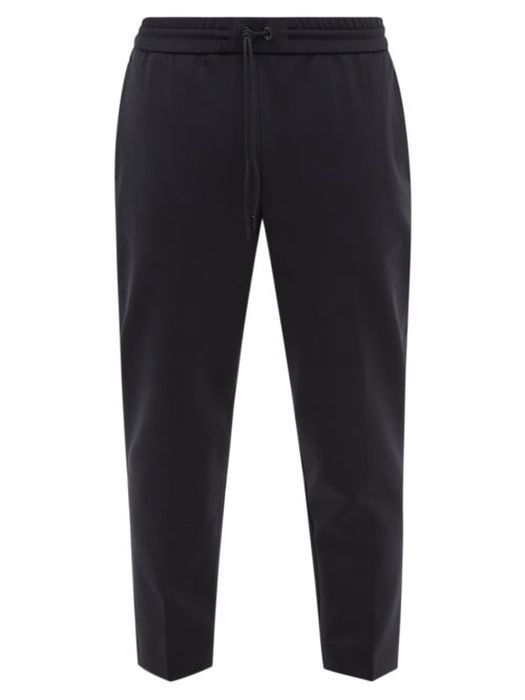 Moncler - Cropped Jersey Slim-leg Track Pants - Mens - Black