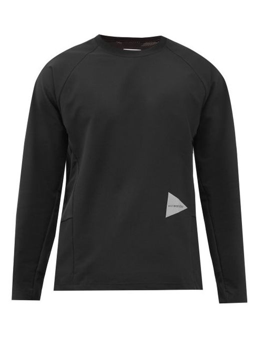 And Wander - Hybrid Technical-mesh Long-sleeved T-shirt - Mens - Black
