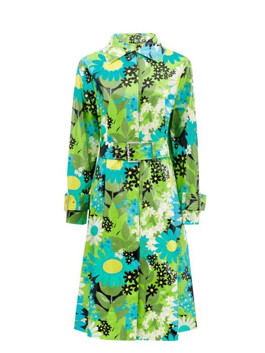 8 Moncler Richard Quinn - Charlie Floral Coated Cotton-canvas Raincoat - Womens - Green Multi