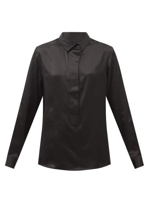 Albus Lumen - Ferias Silk-satin Shirt - Womens - Black