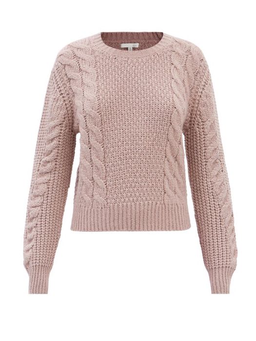 Skin - Aya Cable-knit Alpaca-blend Sweater - Womens - Dusty Pink