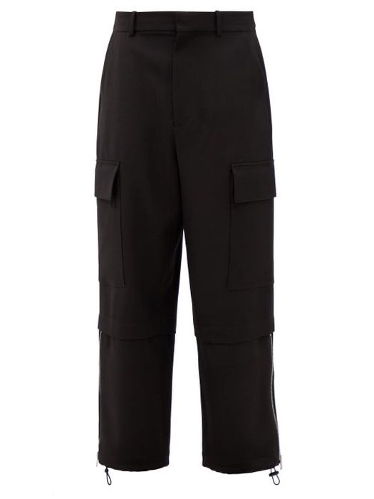 Loewe - Zipped-cuff Wool-twill Cargo Trousers - Mens - Black