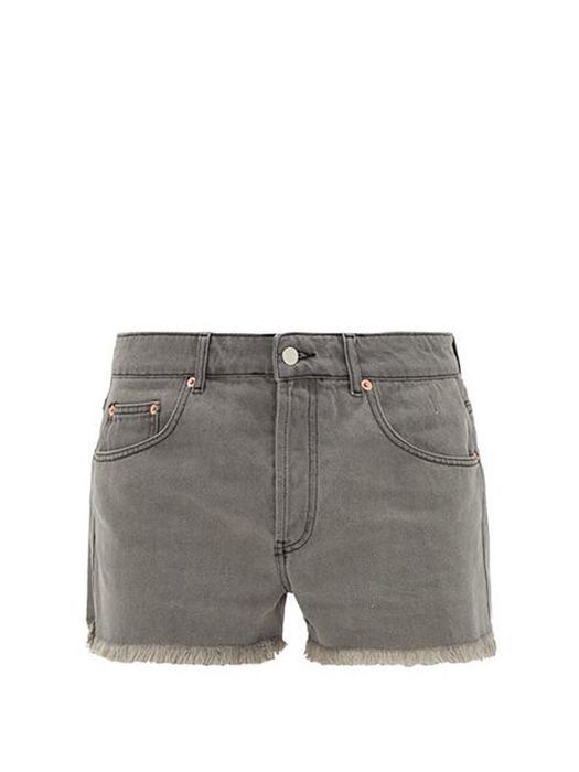 Raey - Frayed-hem Denim Shorts - Mens - Grey