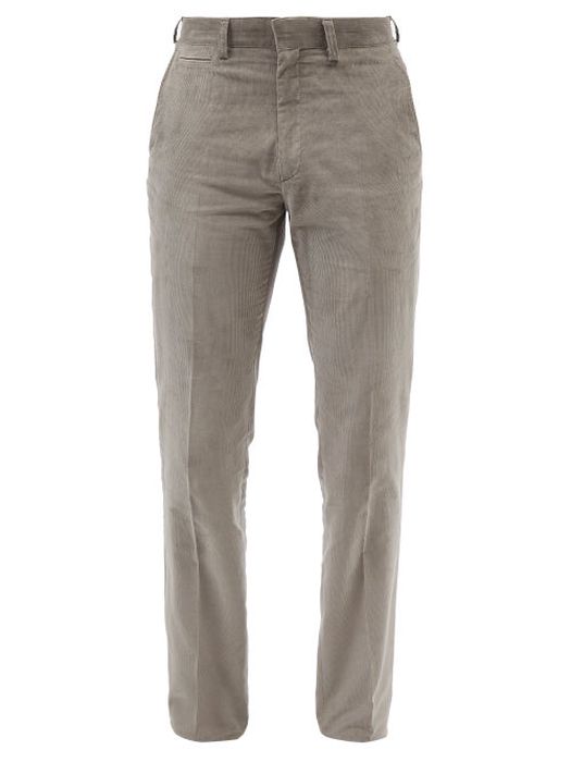 Brioni - Sea Island Cotton-corduroy Trousers - Mens - Grey