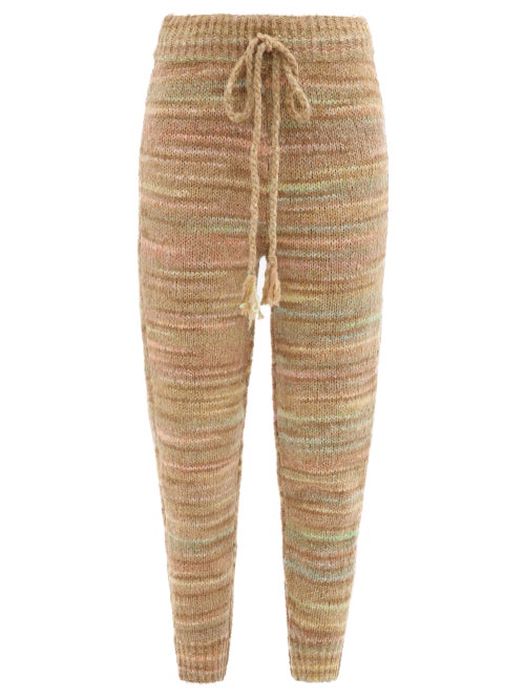 Loveshackfancy - Olvera Stripe-jacquard Knit Track Pants - Womens - Yellow