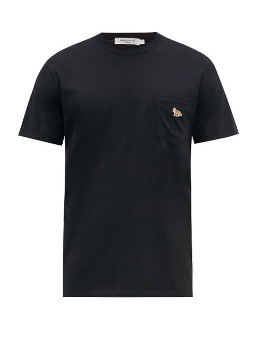 Maison Kitsuné - Profile Fox-patch Cotton-jersey T-shirt - Mens - Black