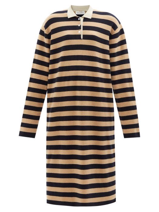 Extreme Cashmere - No.200 Croco Striped Stretch-cashmere Dress - Womens - Navy Stripe
