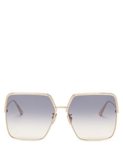 Dior - Everdior Oversized Square Metal Sunglasses - Womens - Blue