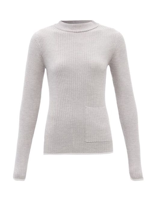 Falke - High-neck Patch-pocket Wool-blend Sweater - Womens - Light Grey
