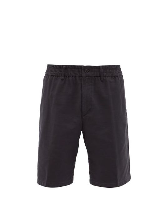Dunhill - Elasticated-waist Cotton-drill Shorts - Mens - Dark Navy