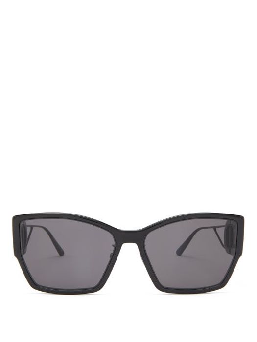 Dior - 30montaigne Rectangle Acetate Sunglasses - Womens - Black Grey