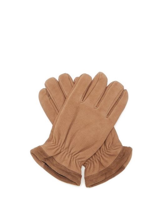 Dents - Farnham Nubuck-leather Touchscreen Gloves - Mens - Beige