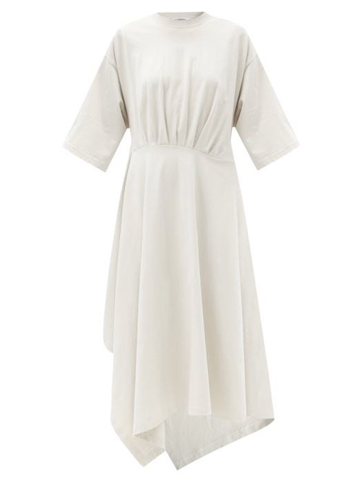 Balenciaga - Asymmetric-hem Washed Cotton-jersey T-shirt Dress - Womens - Beige