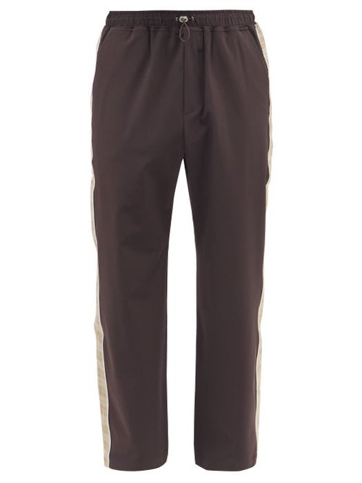 Ahluwalia - Drawstring Upcycled-twill Wide-leg Trousers - Mens - Brown