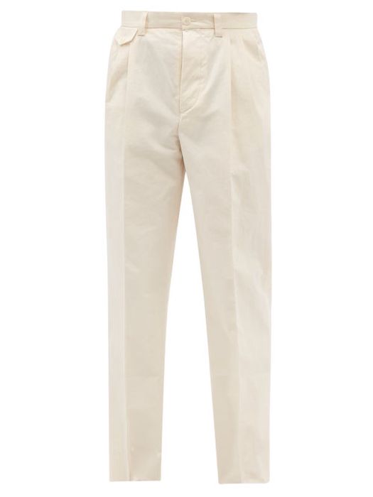 Nanushka - Gini Pleated Cotton Suit Trousers - Mens - Cream