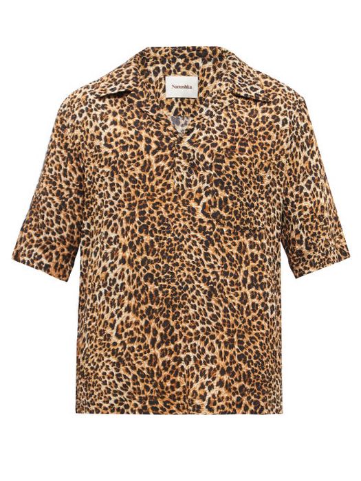 Nanushka - Bolen Cuban-collar Leopard-print Crepe Shirt - Mens - Multi