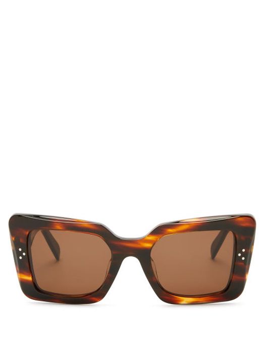 Celine Eyewear - Rectangular Tortoiseshell-acetate Sunglasses - Womens - Tortoiseshell