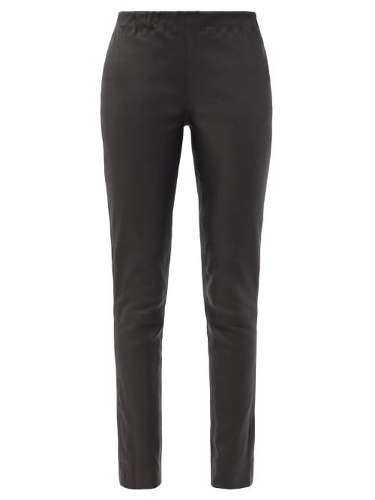 Raey - Elasticated-waist Leather Leggings - Womens - Black