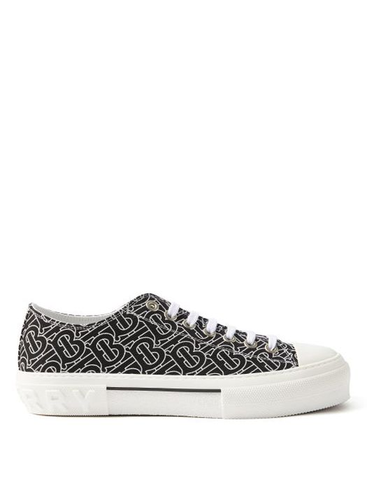 Burberry - Tb-embroidered Canvas Trainers - Mens - Black White