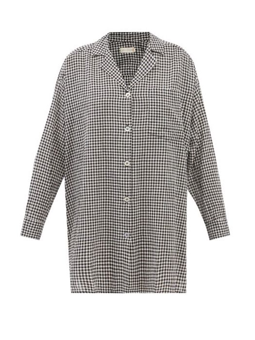 General Sleep - Gingham Organic-cotton Pyjama Shirt - Womens - Black White