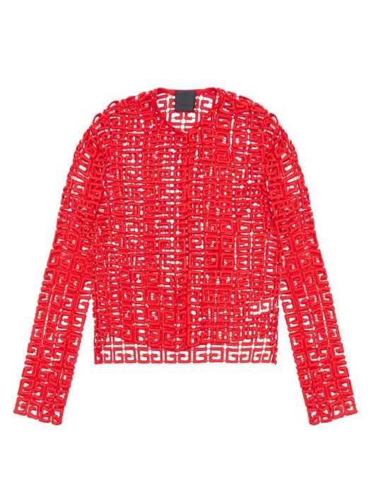 Givenchy - 4g-logo Guipure-lace Jacket - Womens - Red