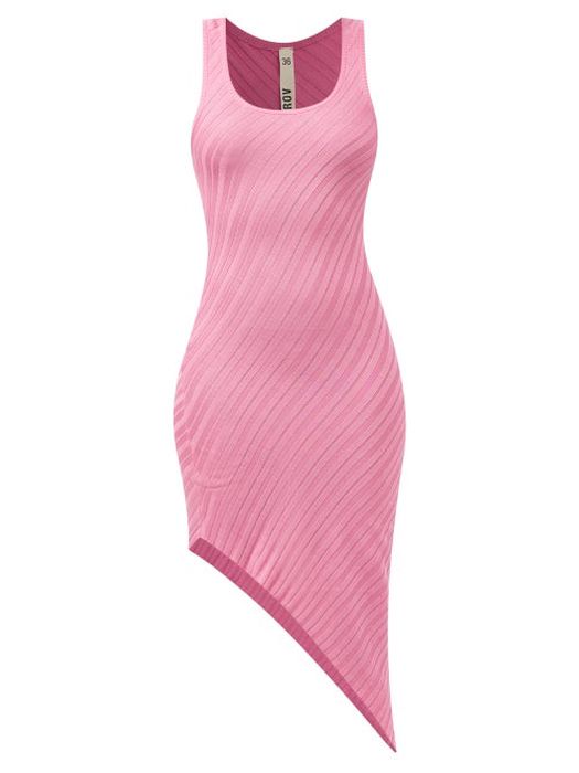 Petar Petrov - Alic Diagonal-jacquard Asymmetric Silk Dress - Womens - Pink