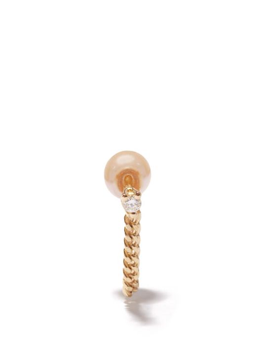 Delfina Delettrez - Unchain My Art Diamond & 18kt Gold Single Earring - Womens - Pearl