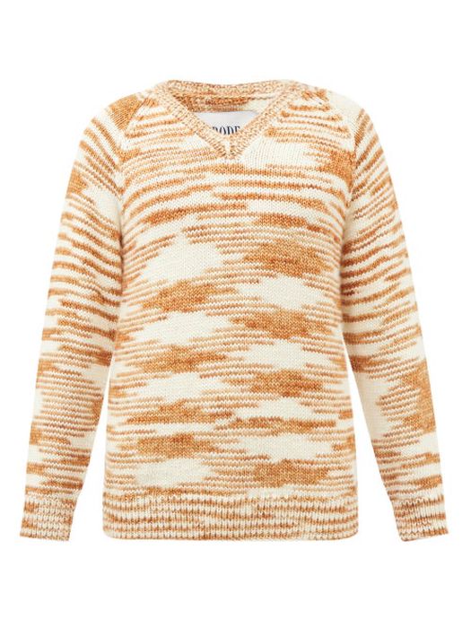 Bode - Mystic V-neck Merino-wool Sweater - Mens - Brown Cream