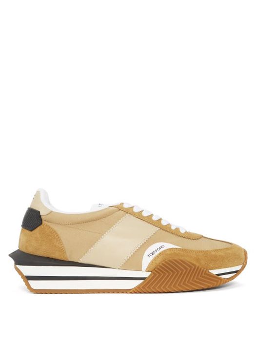 Tom Ford - James Raised-sole Suede And Canvas Trainers - Mens - Beige